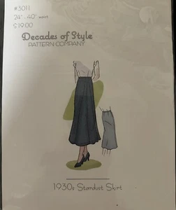 3011 DECADES OF STYLE Women's Sewing Pattern 1930s Stardust SKIRT Size 24"-40" - Picture 1 of 3