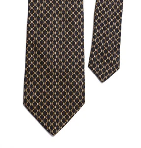 BRIONI Tie Made in Italy 100% Silk Black Gold Brown Handmade Krawatte - Picture 1 of 12
