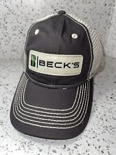 Beck's Hybrids Trucker Hat Mens OSFA Gray Tan Mesh Back Strapback Cap
