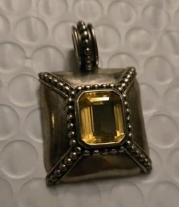 Citrine Emerald Cut Slider Vintage Pendant - Picture 1 of 2