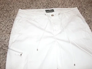 ~Women's~RALPH LAUREN~White~100%Cotton~Rushed Sides~Pockets~Pants Size 8~ CUTE~ - Picture 1 of 9