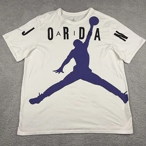 Nike Air Jordan T Shirt Mens XXL White Stretched Jumpman Logo Chest Spellout - Picture 1 of 10