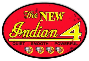 New Indian 4 Motorcycle Reproduction Garage Metal Sign 11x18 Oval - Picture 1 of 1