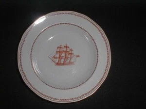Spode Fine Ironstone Trade Winds Red 8" Rimmed Soup Bowl Dish Plate W128 Vintage - Picture 1 of 8