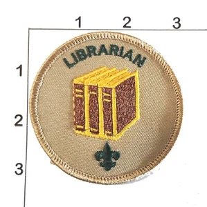 Librarian Patch Boy Scouts of America BSA Khaki Embroidered Books Logo Beige - Picture 1 of 1