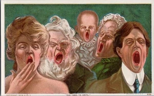 Postal divertida de Creepy People bostezando gente fea c1908 - Imagen 1 de 2