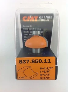 CMT 837.850.11 Cove Router Bit, 1/2" Shank, 1/2" Radius, Made in Italy - Picture 1 of 2