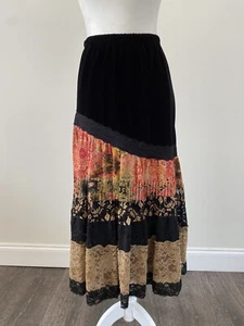 Coldwater Creek Ladies Velvet Lace Romantic Floral Wearable Art Skirt Sz PXL - Picture 1 of 8