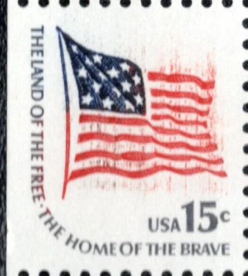 US 1598a (1975) 15c-NH-Booklet Pane of 8= EFO: ERROR: Flag on FIRE!!  WOW!! - Image 1 of 4