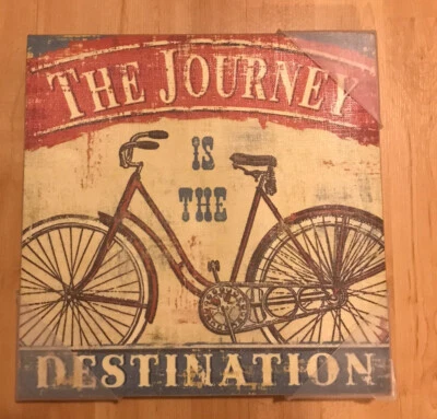 "Obra de arte de silueta de bicicleta lienzo rústico arte de pared decoración del hogar 12""x12""" Foto 1 de 4