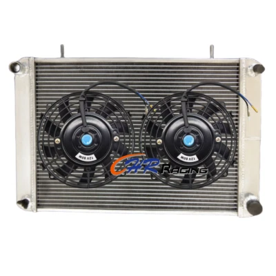 Radiador de alumínio 3 fileiras + ventiladores para 1975–1979 Triumph TR7 2.0L transmissão manual - Imagem 1 de 4