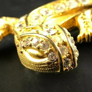 Vintage Eidechse Liebhaber Brosche Anstecknadel 4,5" Strass Reptil Statement goldfarben - Bild 1 von 12