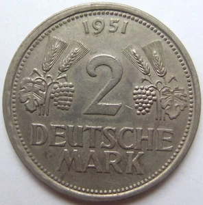 Coin Federal Republic Germany 2 German Mark 1951 J IN Extremely fine - Picture 1 of 2