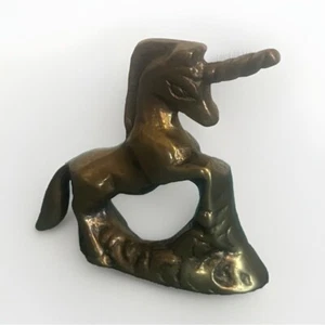 Vintage Antik 80er Jahre echt massiv Messing mythisch Einhorn gewichtet Figur - Bild 1 von 16