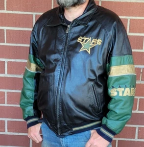 Vintage Dallas Stars G-111 Sports by Carl Banks NHL Licensed Leather Jacket XL - Picture 1 of 7
