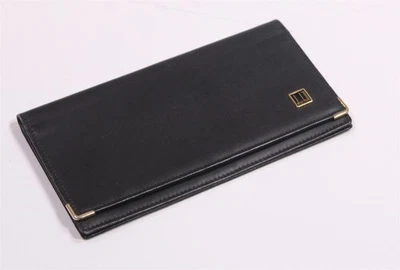 Dunhill Mens Bifold Wallet Black Gold Trim Long Leather Made in Italy - Image 1 of 4