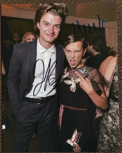 Millie Bobby Brown And Joe Keery Signed Photo 8.5x11 With COA, Stranger Things - Picture 1 of 4