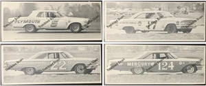 1963 Yankee 300 Stock Car Race Vintage Set of Four Photos 5.5x14 inches - Picture 1 of 5