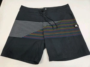 Hurley Phantom mehrfarbig gestreifte Boardshorts für Herren Größe 33/7" #7536 - Bild 1 von 7