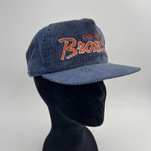 Vintage Denver Broncos Cord Zipback blau Cord Sport Spezialitäten Mütze A8 - Bild 1 von 7