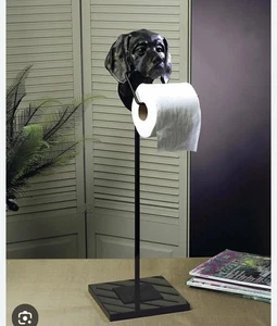 Porta carta igienica cane Labrador Retriever nero laboratorio ghisa fazzoletto bagno - Foto 1 di 2