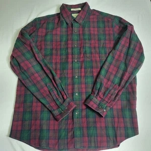 LL Bean Herren Flanellhemd Large rot grün Ärmel kariert traditionell - Bild 1 von 7