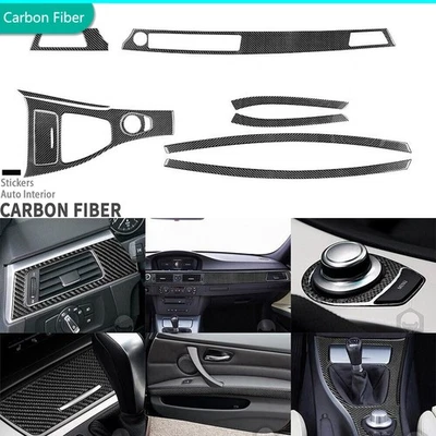 Kits completos de embellecedores de tablero de fibra de carbono real de 11 piezas para BMW Serie 3 E90 05-12 Foto 1 de 4