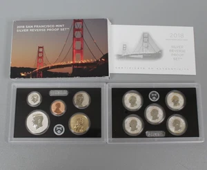 2018 - S San Francisco Mint Silver Reverse Proof 10 Coin Set with Box & COA - Picture 1 of 8