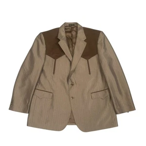 Circle S Western Sport Coat Mens 50L Tan Brown Boise Blazer Yoke Cowboy CC8751 - Picture 1 of 13