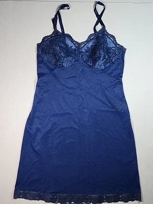 Gossard Artemis темно-синий нейлона чистый кружева полный скольжения размер 36 ночное белье платье - Изображение 1 из 4