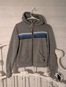Sudadera con Capucha Aviator Nation Arco Iris Cremallera Completa Gris Para Mujer XS California EE. UU. Preppy  - Imagen 1 de 7