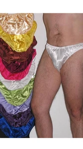 Mens Satin Brief Custom Black 2 Pack Flat BIL FRT FULL BK BLACK 7 cr 11 R BS - Picture 1 of 1