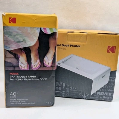 Kodak Instant Dock Printer PD460 FACTORY SEALED Bundle W/ Cartridge And  Paper  - Image 1 of 4