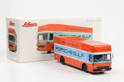 1:43 Porsche Mercedes-Benz Camion da Corsa Autocarro Gulf O317 Schuco Diecast - Immagine 1 di 4