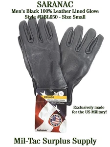 Guante Militar Saranac Para Hombre Negro 100% Cuero Forrado Estilo #DBL650 - Talla Pequeña - Imagen 1 de 8
