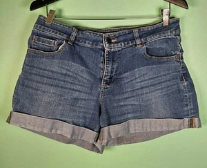New York & Company Damen blau Jeansshorts Größe 10 Bündchen dunkel Denim mittlerer Bund - Bild 1 von 3