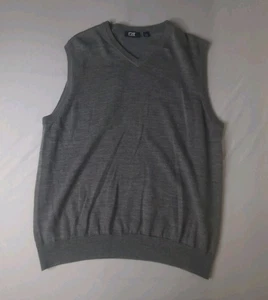 Cutter & Buck Merino Wool Blend V-Neck Sweater Vest Gray Men’s L Midweight Knit - Picture 1 of 3