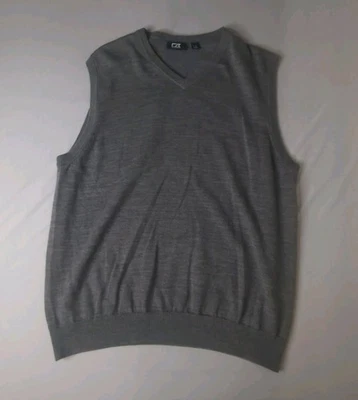 Cutter & Buck Merino Wool Blend V-Neck Sweater Vest Gray Men’s L Midweight Knit - Image 1 of 3