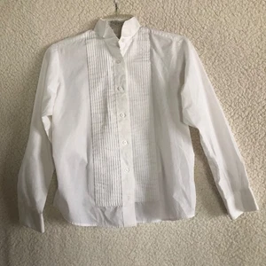 Camisa de vestir blanca Lady Martino by Henry Segal para mujer 4 esmoquin 7 botones - Imagen 1 de 12