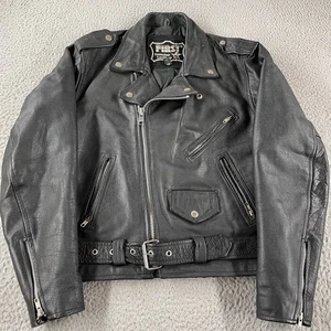 Vintage FIRST Echtleder Ramones Style Biker Motorrad Jacke Größe 38 - Bild 1 von 16