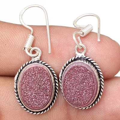 Peridot Quartz Gemstone Handmade Silver Jewelry Earrings 1.5'' - Image 1 of 4