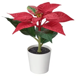 IKEA VINTERFINT Artificial Potted Plant Poinsettia Red 6cm Indoor Outdoor Xmas - Picture 1 of 4
