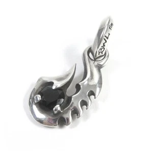 Bill Wall Leather/Bil Leather Sv925 Fish Hook With Black Stone Necklace #ED BEA - Picture 1 of 5