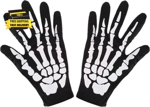 Guanti da mano scheletro Halloween, guanti da dito completi in osso di teschio unisex, per Halloween - Foto 1 di 7