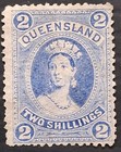 1895Queensland Australia 2/- Brt Blue Lge Chalon Head Stamp Thin ppr WMK MNG£300