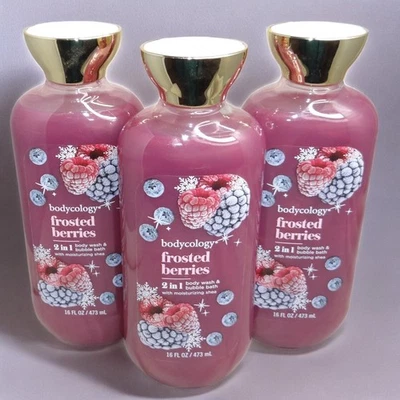 Bodycology 3pc Lot Frosted Berries 2-in-1 Body Wash & Bubble Bath 16oz Each (x3) - Image 1 of 3