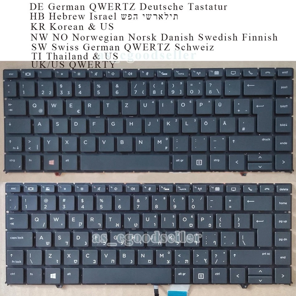 全新适用于惠普 ZBook Studio x360 G5 ELITEBOOK 1050 G1 HSN-Q11C 键盘 US 背光 — 第 1/1 张图片