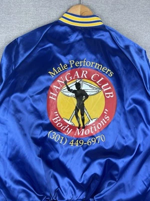 Vintage 80s Mens Nylon Jacket Male Performer Chippendales Size L Hangar Club MD - Image 1 of 4