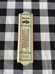 VINTAGE STUDEBAKER Hanging THERMOMETER 13" x 3" White Metal - Picture 1 of 4
