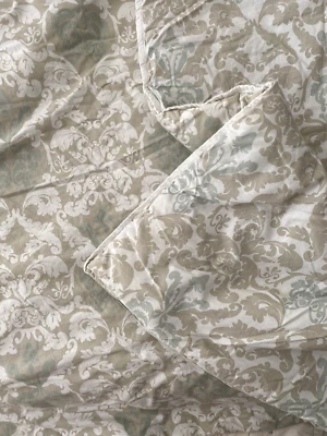 Edredón Doble Simply Shabby Chic Damasco Cachemira 66x82 Beige Azul Reversible Foto 1 de 4